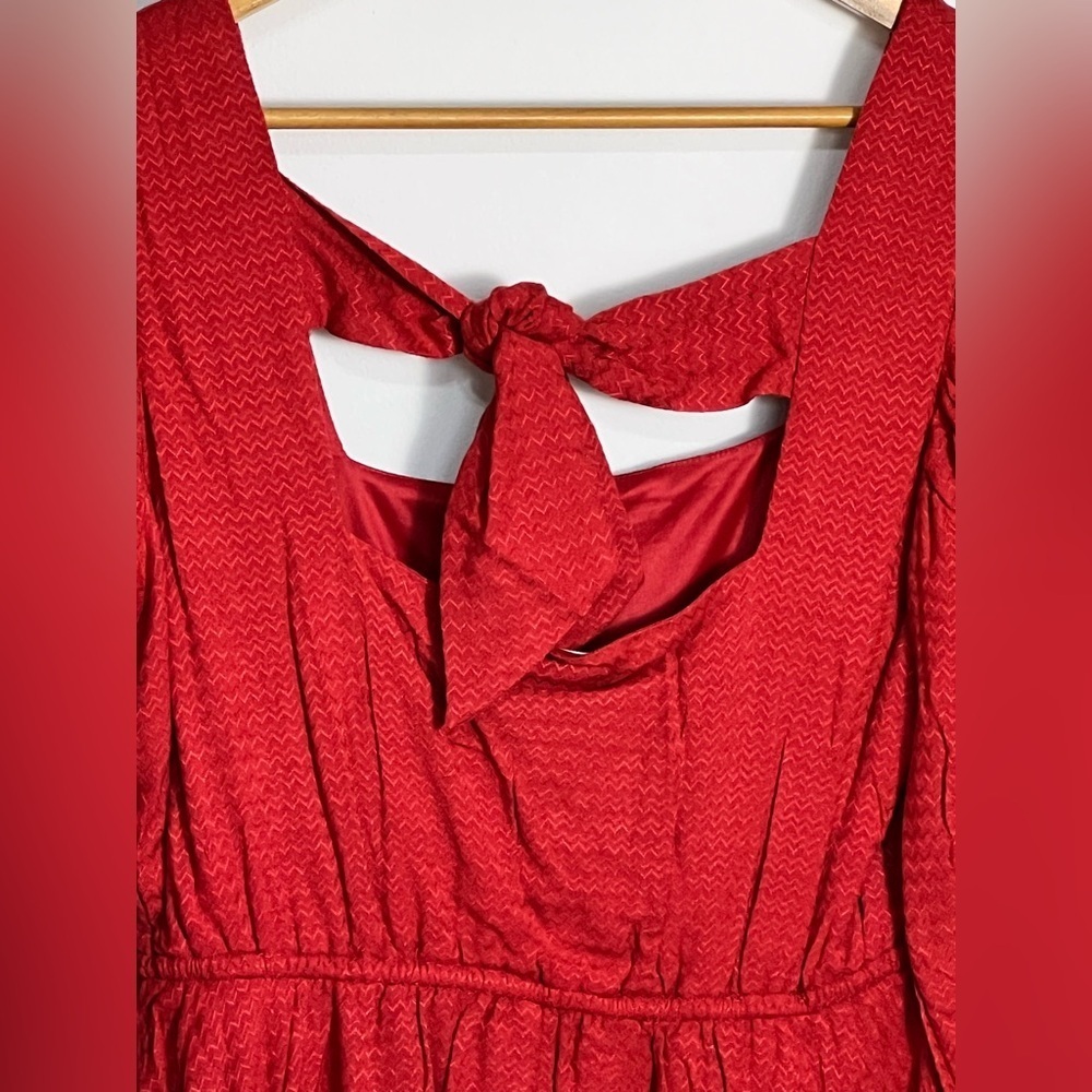 Band Of The Free JOSETTE RED PUFF SLEEVE MINI DRESS Size Medium - Picture 4 of 10